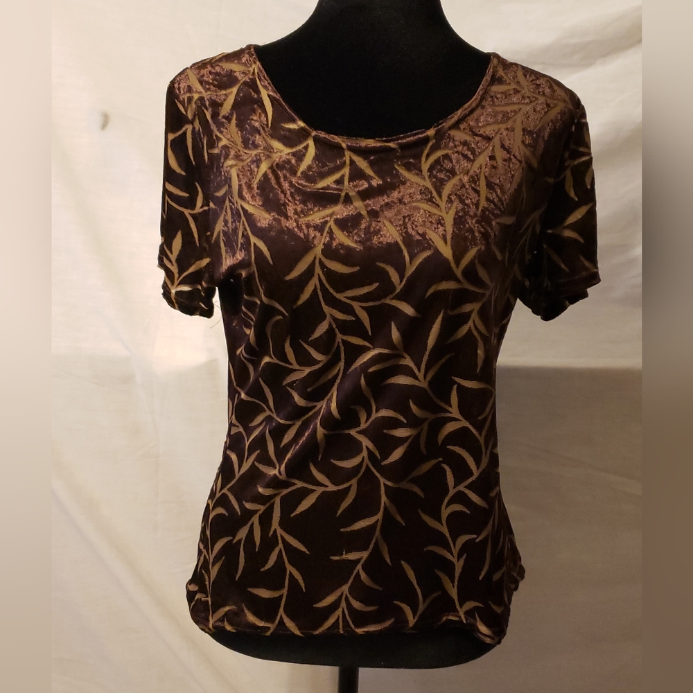 Brown velour short sleeve top